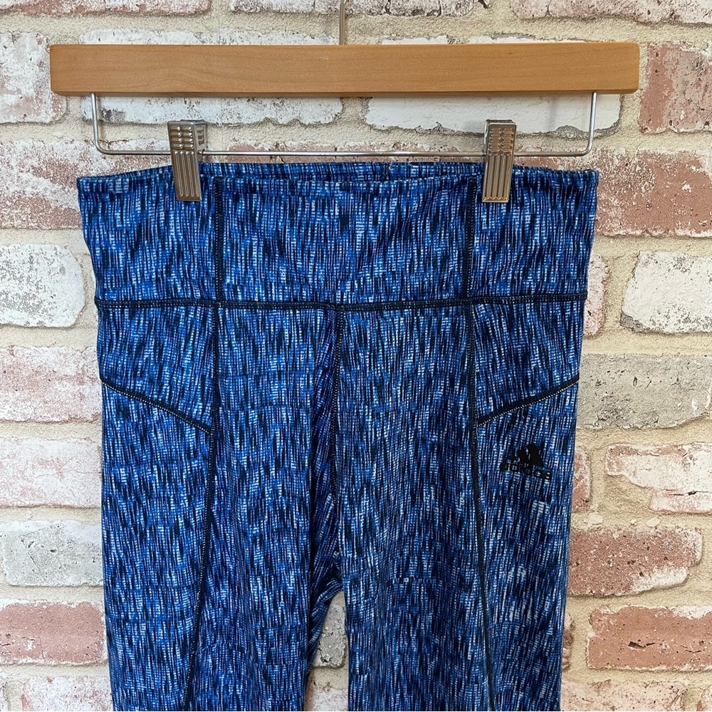 Adidas High-Rise Climalite Workout Leggings | Blue Black White | Size Sm…